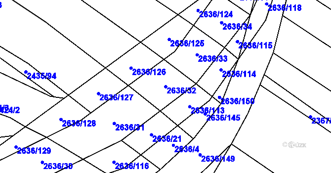 Parcela st. 2636/32 v KÚ Oslavany, Katastrální mapa
