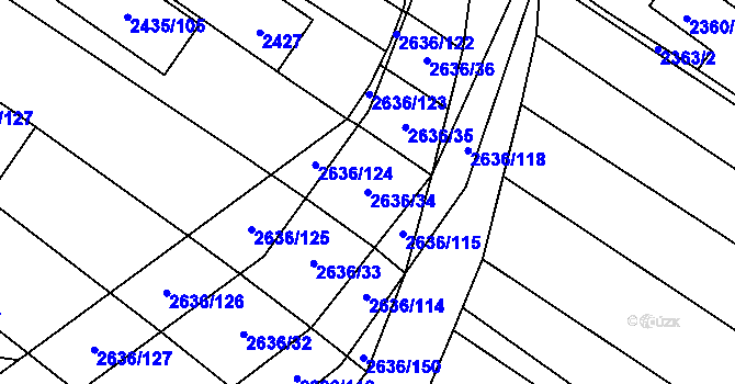 Parcela st. 2636/34 v KÚ Oslavany, Katastrální mapa