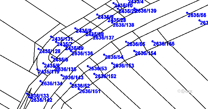 Parcela st. 2636/54 v KÚ Oslavany, Katastrální mapa