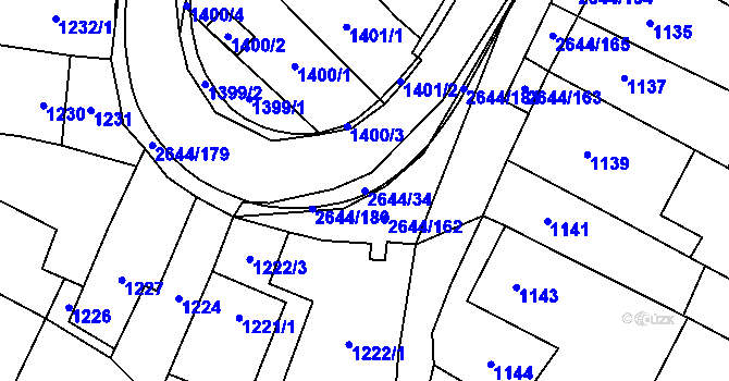 Parcela st. 2644/34 v KÚ Oslavany, Katastrální mapa