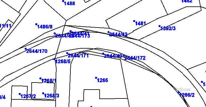 Parcela st. 2644/40 v KÚ Oslavany, Katastrální mapa