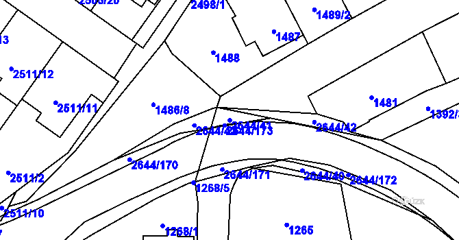 Parcela st. 2644/41 v KÚ Oslavany, Katastrální mapa