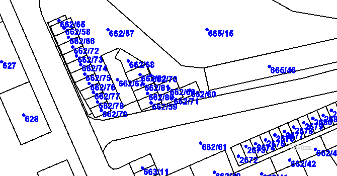 Parcela st. 662/69 v KÚ Oslavany, Katastrální mapa