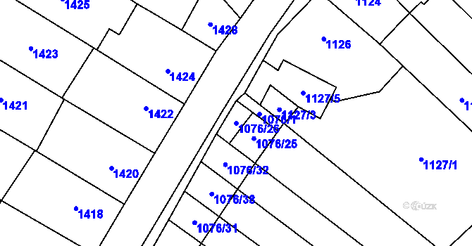 Parcela st. 1076/26 v KÚ Oslavany, Katastrální mapa