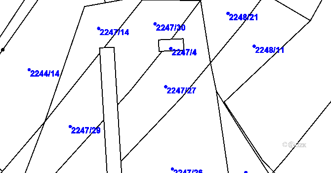 Parcela st. 2247/27 v KÚ Oslavany, Katastrální mapa