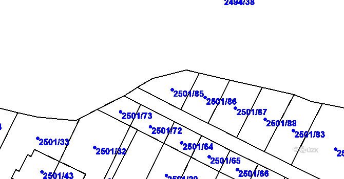 Parcela st. 2501/85 v KÚ Oslavany, Katastrální mapa