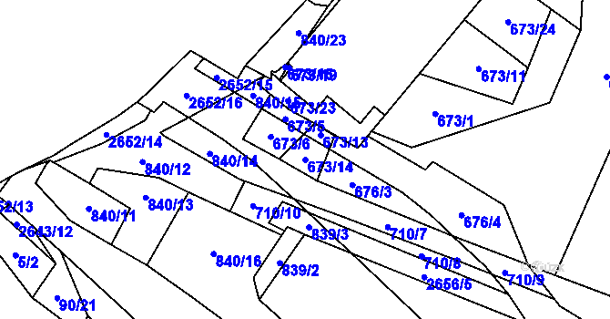 Parcela st. 673/14 v KÚ Oslavany, Katastrální mapa