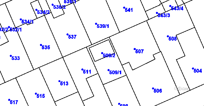Parcela st. 509/2 v KÚ Oslavany, Katastrální mapa