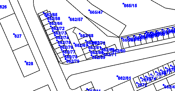 Parcela st. 662/81 v KÚ Oslavany, Katastrální mapa