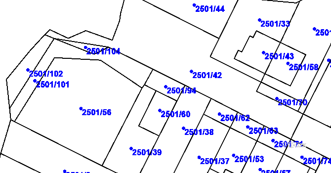 Parcela st. 2501/94 v KÚ Oslavany, Katastrální mapa