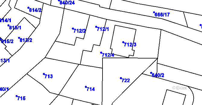 Parcela st. 712/4 v KÚ Oslavany, Katastrální mapa