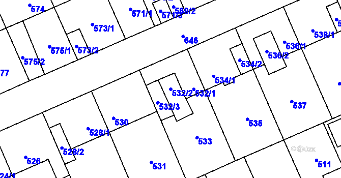 Parcela st. 532/2 v KÚ Oslavany, Katastrální mapa