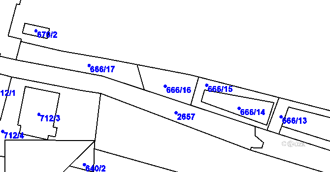 Parcela st. 666/16 v KÚ Oslavany, Katastrální mapa