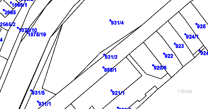 Parcela st. 931/2 v KÚ Oslavany, Katastrální mapa