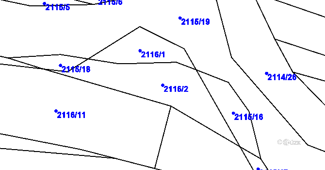 Parcela st. 2116/2 v KÚ Oslavany, Katastrální mapa