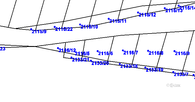 Parcela st. 2116/6 v KÚ Oslavany, Katastrální mapa