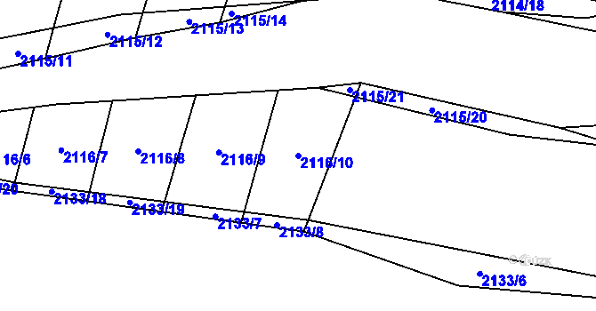 Parcela st. 2116/10 v KÚ Oslavany, Katastrální mapa