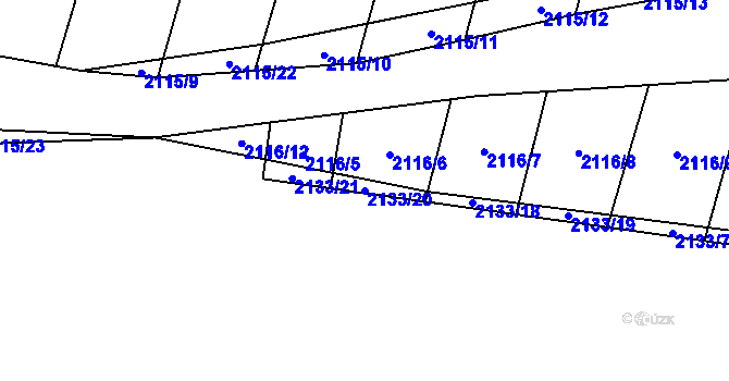 Parcela st. 2133/20 v KÚ Oslavany, Katastrální mapa