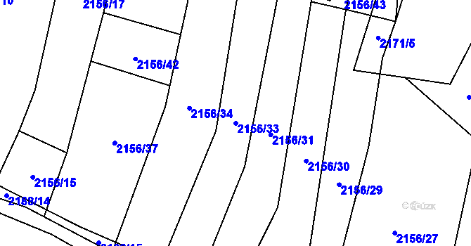 Parcela st. 2156/33 v KÚ Oslavany, Katastrální mapa