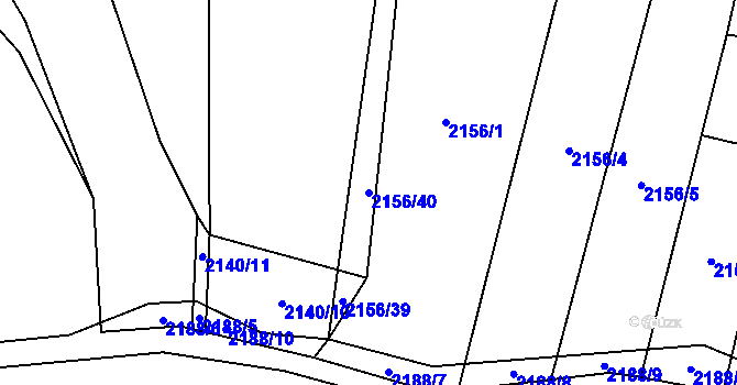 Parcela st. 2156/40 v KÚ Oslavany, Katastrální mapa