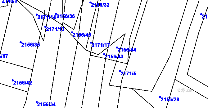 Parcela st. 2156/43 v KÚ Oslavany, Katastrální mapa