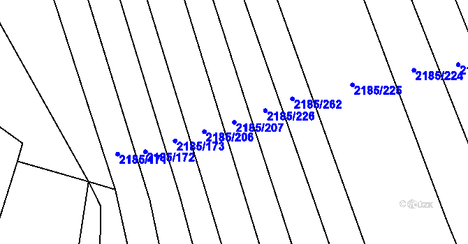 Parcela st. 2185/207 v KÚ Oslavany, Katastrální mapa