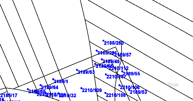 Parcela st. 2185/261 v KÚ Oslavany, Katastrální mapa