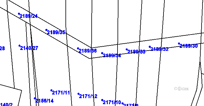 Parcela st. 2189/34 v KÚ Oslavany, Katastrální mapa