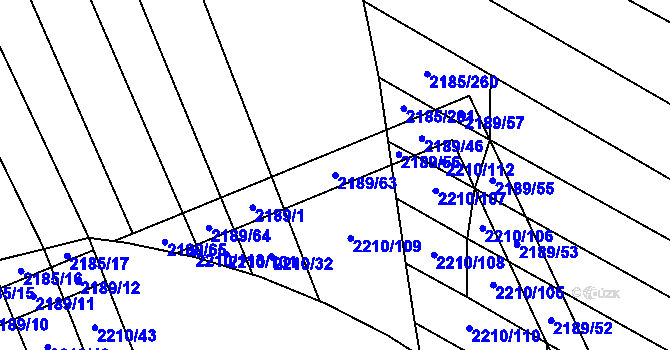 Parcela st. 2189/63 v KÚ Oslavany, Katastrální mapa