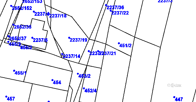 Parcela st. 2237/21 v KÚ Oslavany, Katastrální mapa