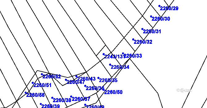Parcela st. 2243/131 v KÚ Oslavany, Katastrální mapa
