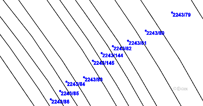 Parcela st. 2243/144 v KÚ Oslavany, Katastrální mapa