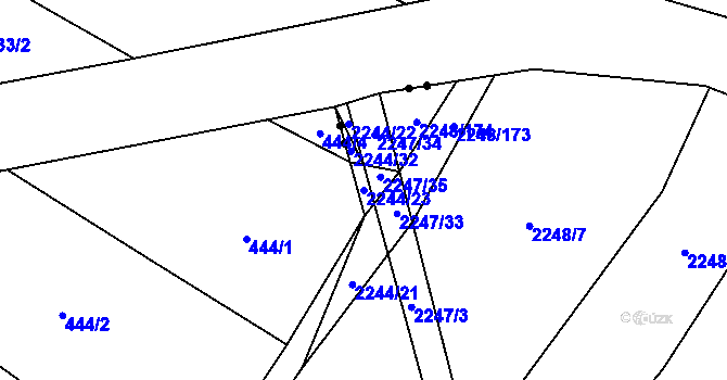 Parcela st. 2244/23 v KÚ Oslavany, Katastrální mapa