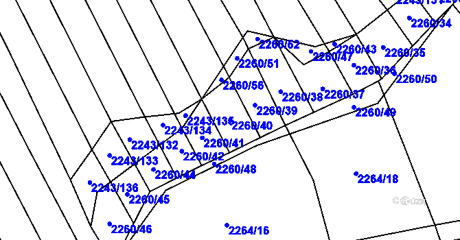 Parcela st. 2260/40 v KÚ Oslavany, Katastrální mapa