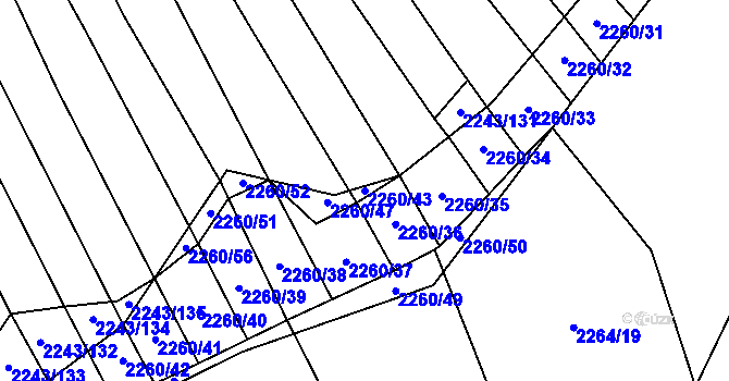 Parcela st. 2260/43 v KÚ Oslavany, Katastrální mapa