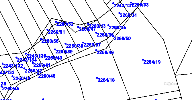 Parcela st. 2260/49 v KÚ Oslavany, Katastrální mapa