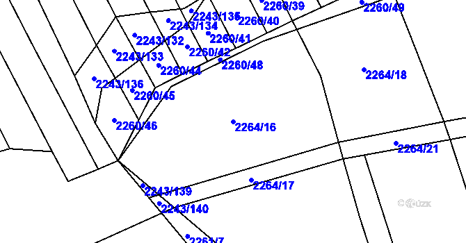 Parcela st. 2264/16 v KÚ Oslavany, Katastrální mapa