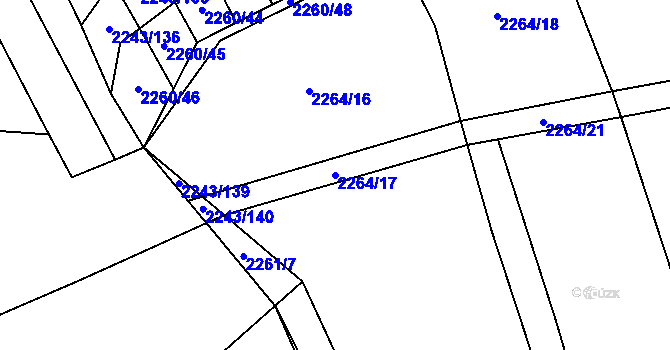 Parcela st. 2264/17 v KÚ Oslavany, Katastrální mapa