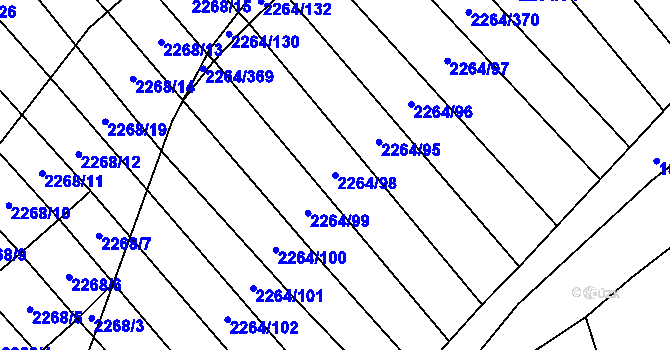 Parcela st. 2264/98 v KÚ Oslavany, Katastrální mapa