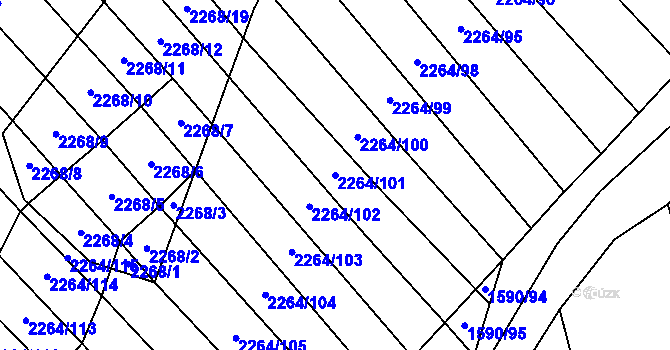 Parcela st. 2264/101 v KÚ Oslavany, Katastrální mapa