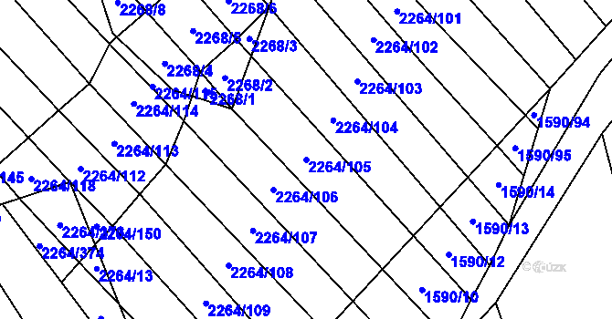 Parcela st. 2264/105 v KÚ Oslavany, Katastrální mapa