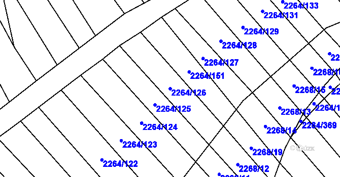 Parcela st. 2264/126 v KÚ Oslavany, Katastrální mapa