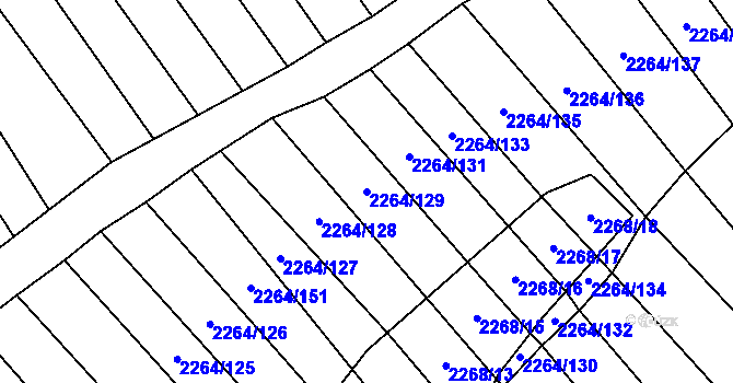 Parcela st. 2264/129 v KÚ Oslavany, Katastrální mapa