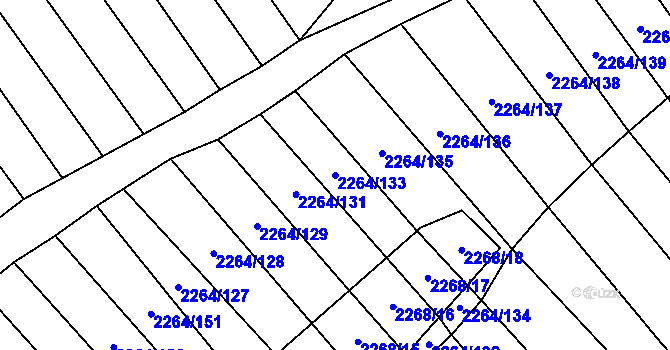 Parcela st. 2264/133 v KÚ Oslavany, Katastrální mapa