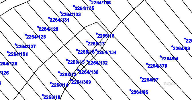 Parcela st. 2264/134 v KÚ Oslavany, Katastrální mapa