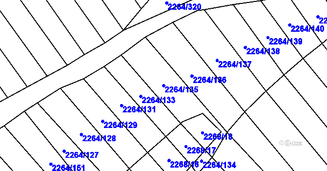 Parcela st. 2264/135 v KÚ Oslavany, Katastrální mapa