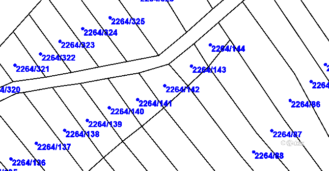 Parcela st. 2264/142 v KÚ Oslavany, Katastrální mapa