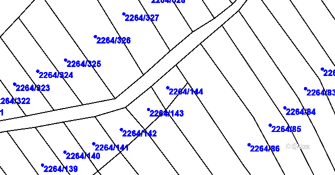 Parcela st. 2264/144 v KÚ Oslavany, Katastrální mapa