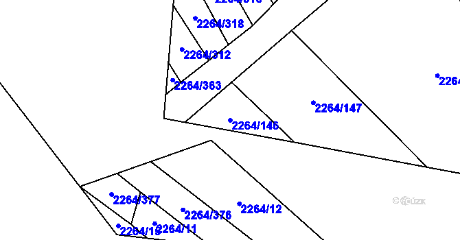Parcela st. 2264/146 v KÚ Oslavany, Katastrální mapa