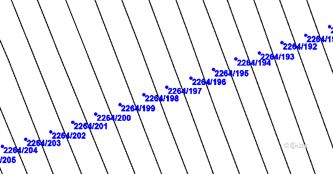 Parcela st. 2264/197 v KÚ Oslavany, Katastrální mapa